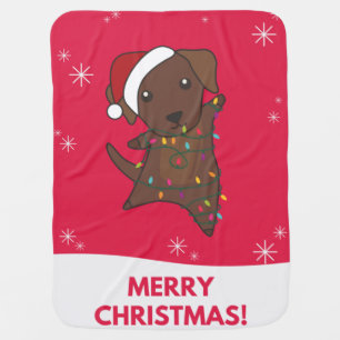 Labrador Christmas Snow Winter Animals Dogs Baby B Blanket