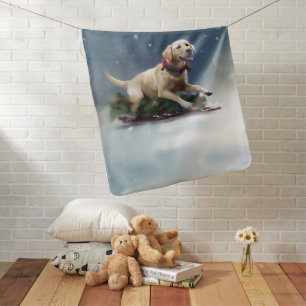 Labrador Christmas snow winter Baby Blanket