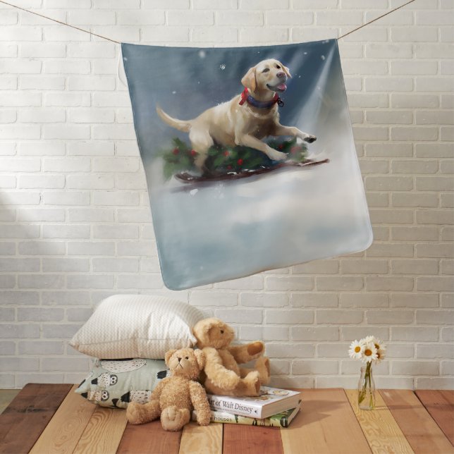 Labrador Christmas snow winter Baby Blanket (In Situ)