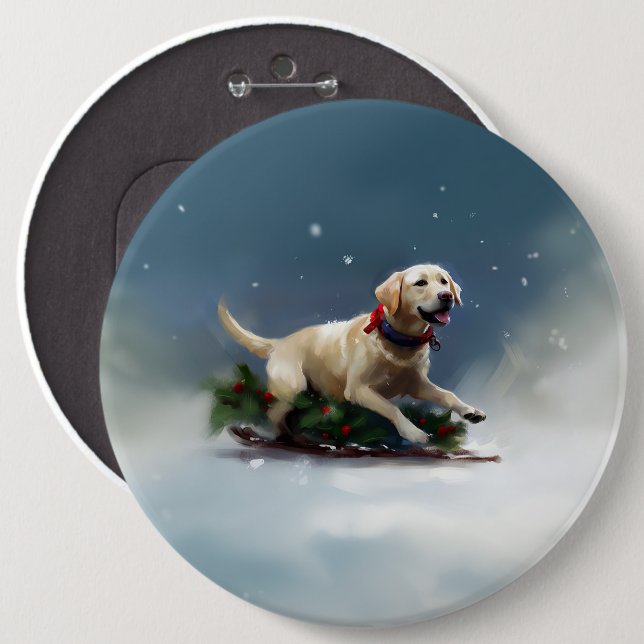 Labrador Christmas snow winter Button (Front & Back)