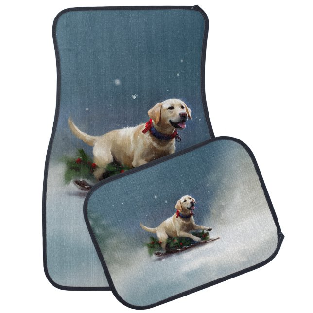 Labrador Christmas snow winter Car Floor Mat (Set)