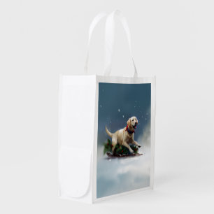 Labrador Christmas snow winter Grocery Bag