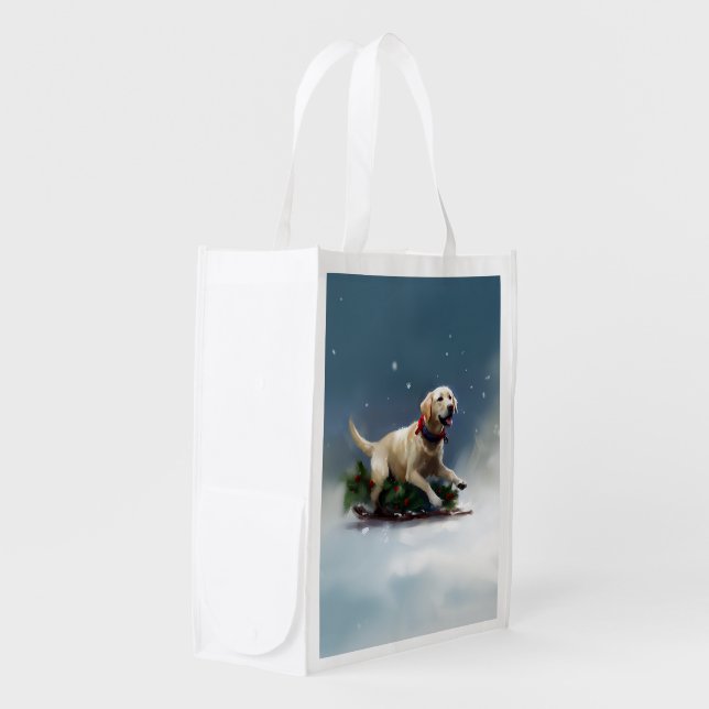 Labrador Christmas snow winter Grocery Bag (Front Side)