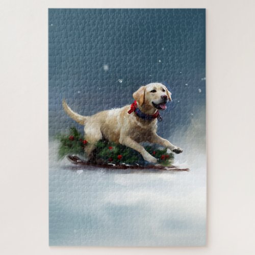 Labrador Christmas snow winter Jigsaw Puzzle