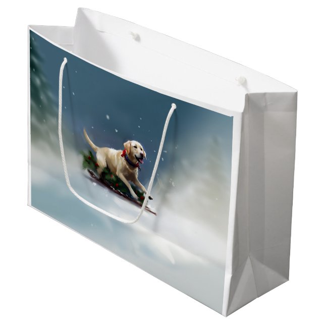 Labrador Christmas snow winter Large Gift Bag (Front Angled)