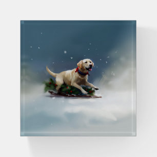 Labrador Christmas snow winter Paperweight