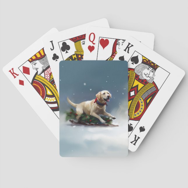 Labrador Christmas snow winter Poker Cards (Back)