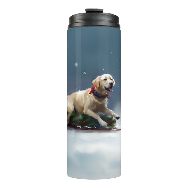 Labrador Christmas snow winter Thermal Tumbler (Front)