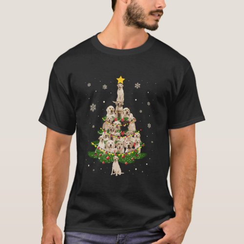 Labrador Christmas Tree Labrador Santa Hat Lights  T_Shirt