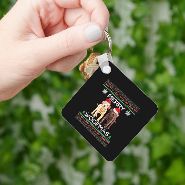 Labrador Christmas Ugly Yellow Lab Chocolate Labra Keychain (Hand)