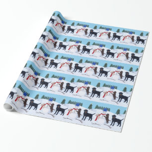 Labrador Christmas with Snowman Wrapping Paper