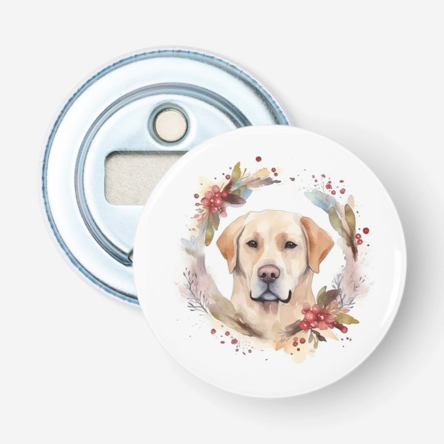 Labrador Christmas Wreath Festive Pup  Bottle Opener (Front)