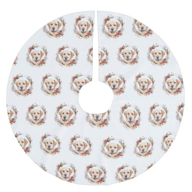 Labrador Christmas Wreath Festive Pup  Brushed Polyester Tree Skirt (Front)