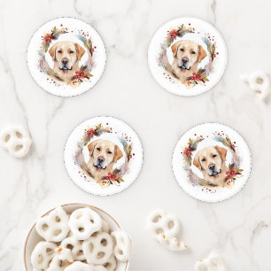 Labrador Christmas Wreath Festive Pup Coaster Set
