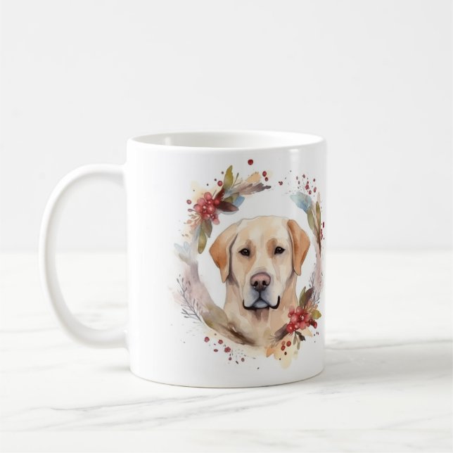 Labrador Christmas Wreath Festive Pup  Coffee Mug (Left)