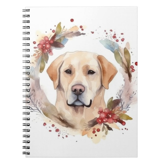 Labrador Christmas Wreath Festive Pup  Notebook (Front)