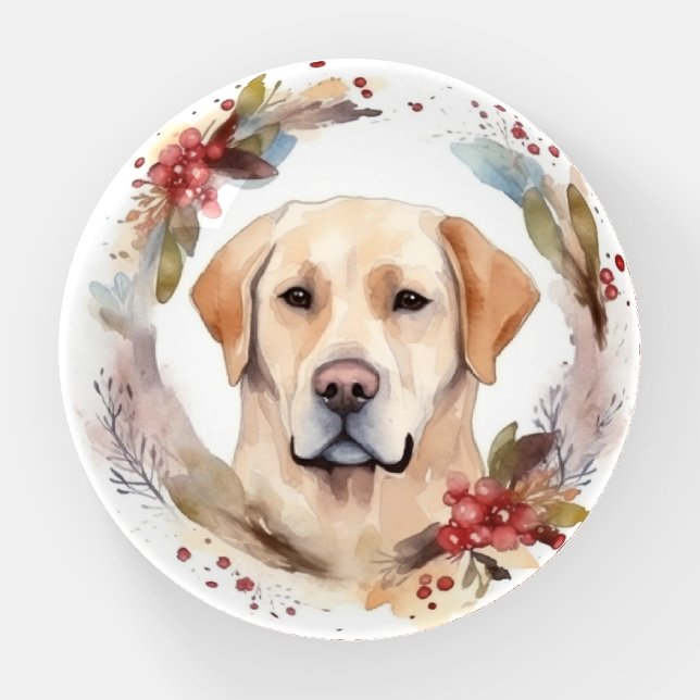 Labrador Christmas Wreath Festive Pup  Paperweight (Front)