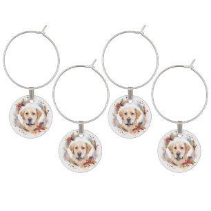 Labrador Christmas Wreath Festive Pup Wine Charm