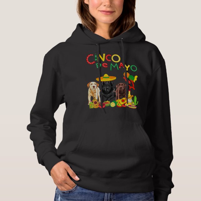 Labrador Cinco De Mayo Chocolate Black Lab Hoodie (Front)
