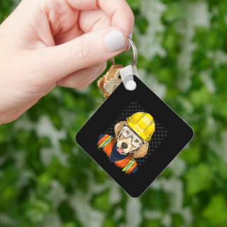 Labrador Construction Worker Labrador Dog Keychain