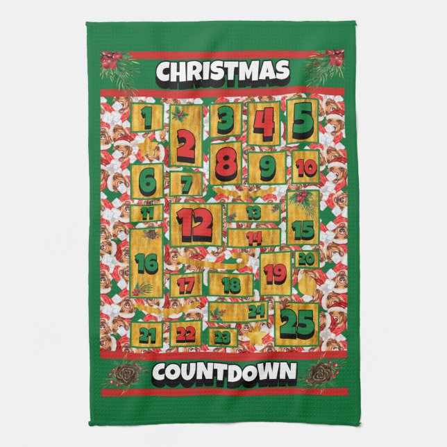 Labrador Countdown Christmas Advent Calendar Dog Kitchen Towel (Vertical)