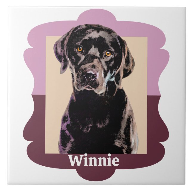 Labrador customized pattern photo frame ceramic tile (Front)