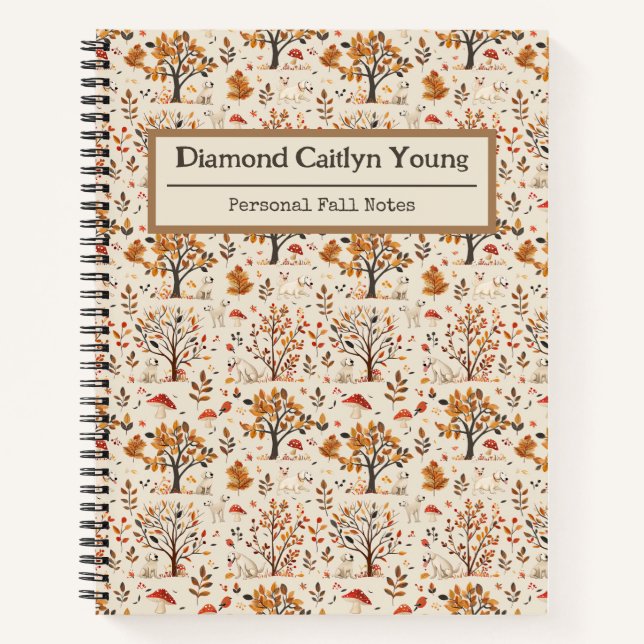 Labrador Cute Fall Autumn Pattern Monogram Notebook (Front)