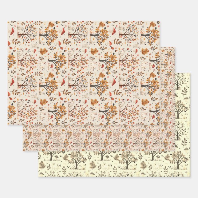 Labrador Cute Fall Autumn Pattern Wrapping Paper Sheets (Set)