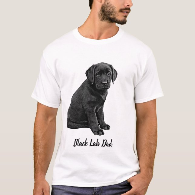 Labrador Dad- Father's Day Cute Dog- Black Lab Dad T-Shirt (Front)