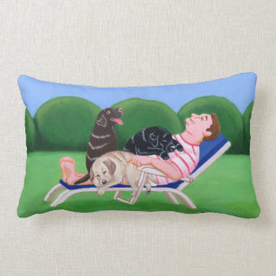 Labrador Dad Painting Lumbar Pillow