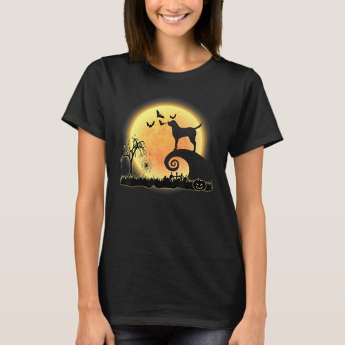 Labrador Dog And Moon Scary Halloween Costume T_Shirt