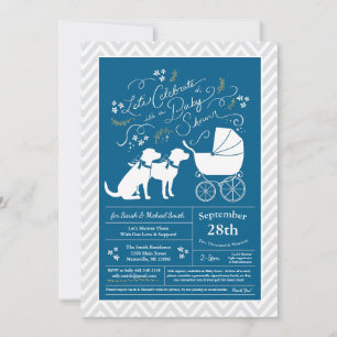 Labrador Dog Baby Shower Blue Boy Lab 2 Dogs Invitation