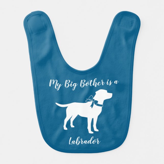 Labrador Dog Baby Shower Blue Boy Lab Baby Bib (Front)