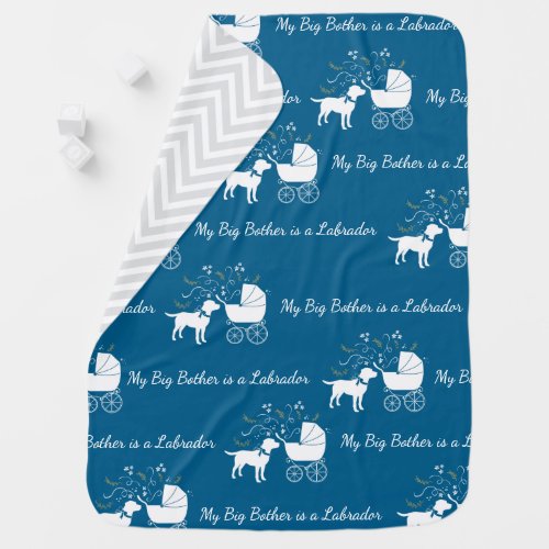 Labrador Dog Baby Shower Blue Boy Lab Baby Blanket