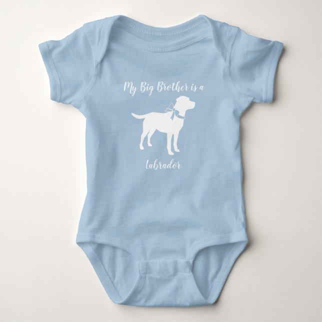 Labrador Dog Baby Shower Blue Boy Lab Baby Bodysuit (Front)