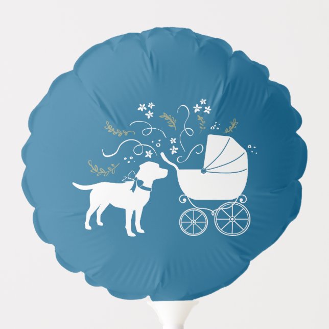 Labrador Dog Baby Shower Blue Boy Lab Balloon (Front)