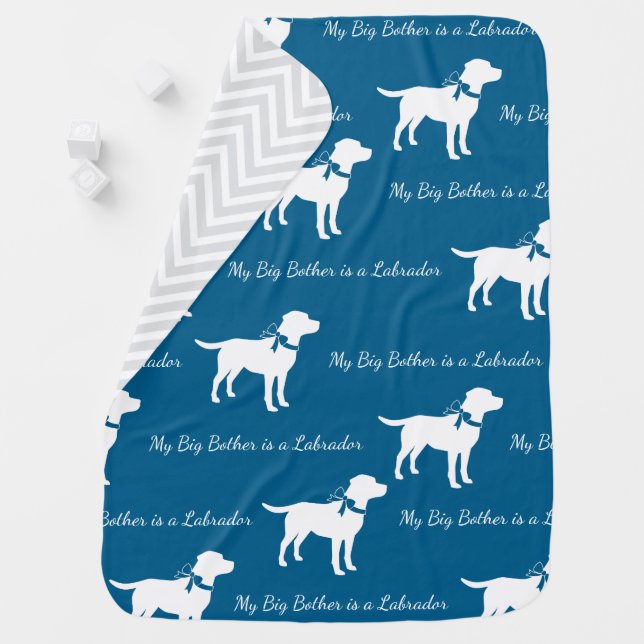 Labrador Dog Baby Shower Blue Boy Lab Blanket (In Situ)