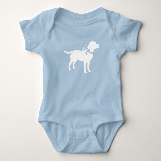 Labrador Dog Baby Shower Blue Boy Lab Bodysuit (Front)