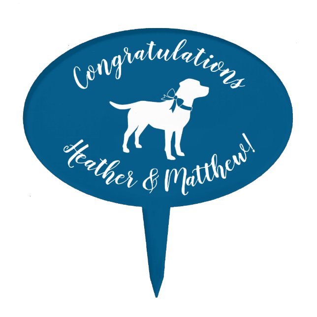 Labrador Dog Baby Shower Blue Boy Lab Cake Topper (Front)