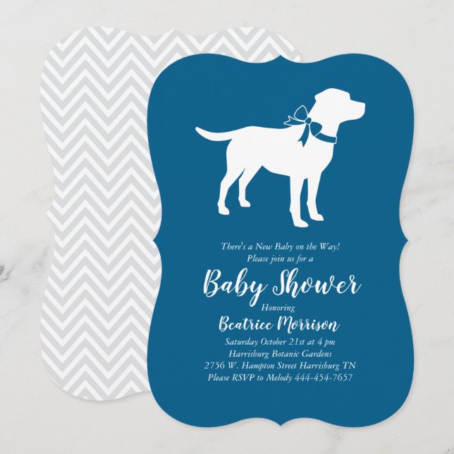 Labrador Dog Baby Shower Blue Boy Lab Invitation (Front/Back)