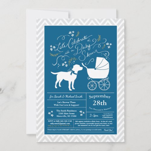 Labrador Dog Baby Shower Blue Boy Lab Invitation