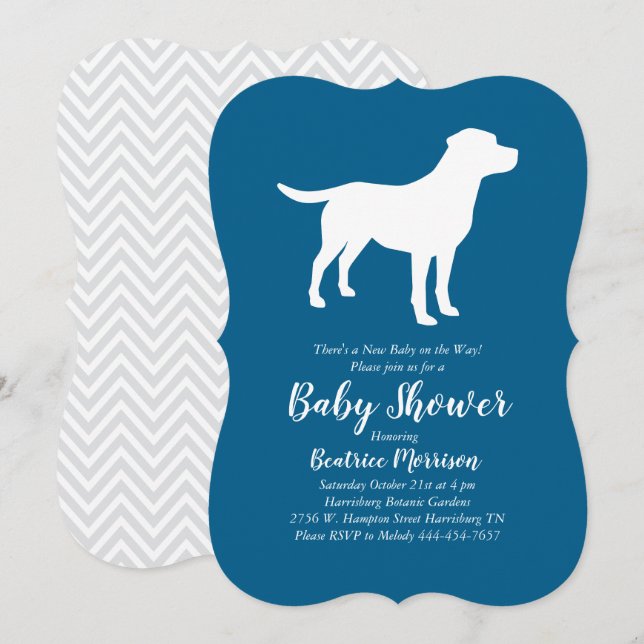 Labrador Dog Baby Shower Blue Boy Lab Invitation (Front/Back)