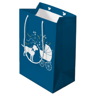 Labrador Dog Baby Shower Blue Boy Lab Medium Gift Bag