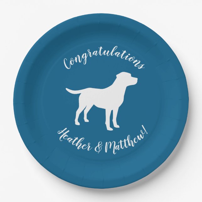 Labrador Dog Baby Shower Blue Boy Lab Paper Plates (Front)