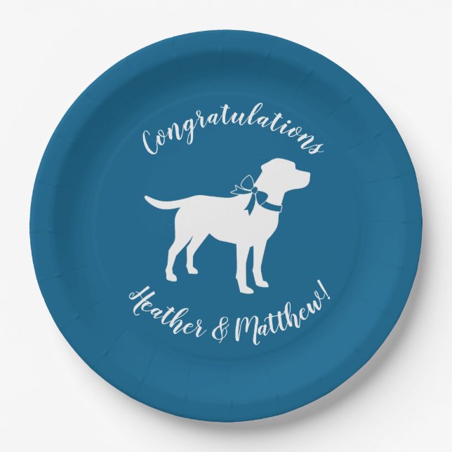 Labrador Dog Baby Shower Blue Boy Lab Paper Plates (Front)