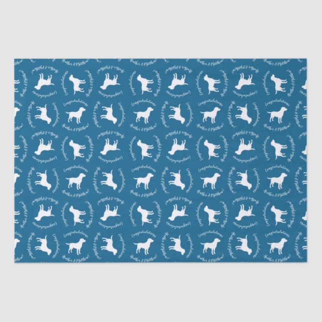Labrador Dog Baby Shower Blue Boy Lab Tissue Paper (Front)