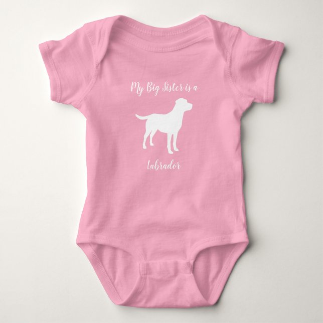 Labrador Dog Baby Shower Girl Lab Pink Baby Bodysuit (Front)