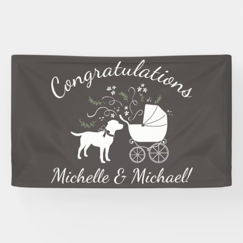 Labrador Dog Baby Shower Lab Gray Gender Neutral Banner