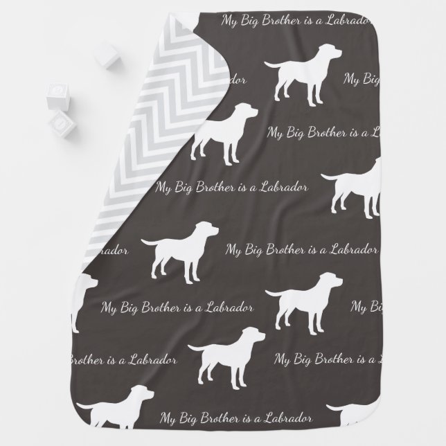 Labrador Dog Baby Shower Lab Grey Gender Neutral Blanket (In Situ)