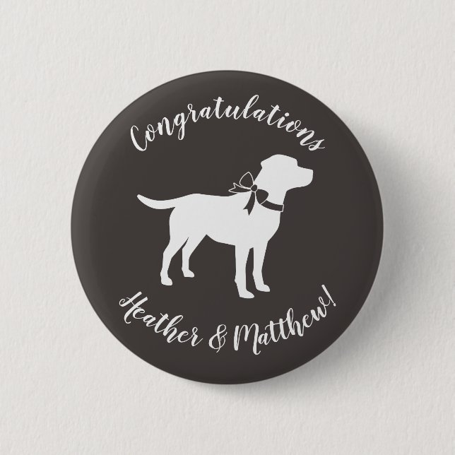 Labrador Dog Baby Shower Lab Grey Gender Neutral Button (Front)